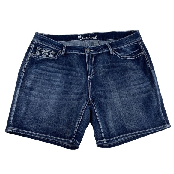 ND Weekend Denim Shorts Womens 24W Blue Embroidered Pockets Summer Boho Chic - Picture 2 of 15